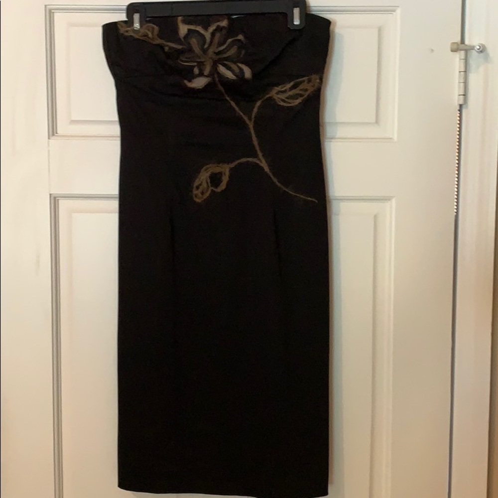 Ruth strapless black dress with flower detail